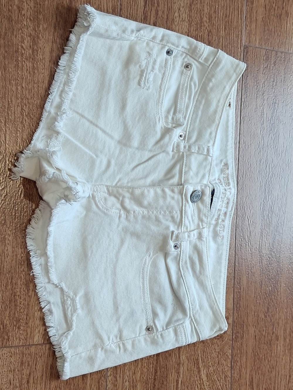 American Eagle Outfitters White Distressed Denim Cutoff Shorts